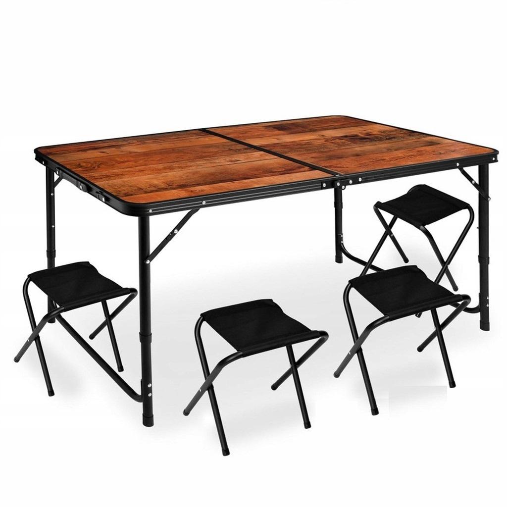 Стол складной туристический Heckermann 120x60 см с 4 стульями Стол складной туристический Heckermann 120x60 см с 4 стульями