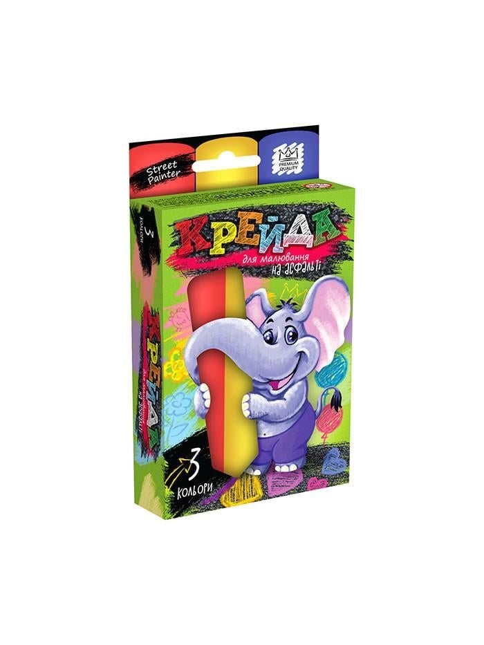 Набір крейди дитячої Danko Toys для малювання на асфальті велика 3 шт. (KR-394-B-5)