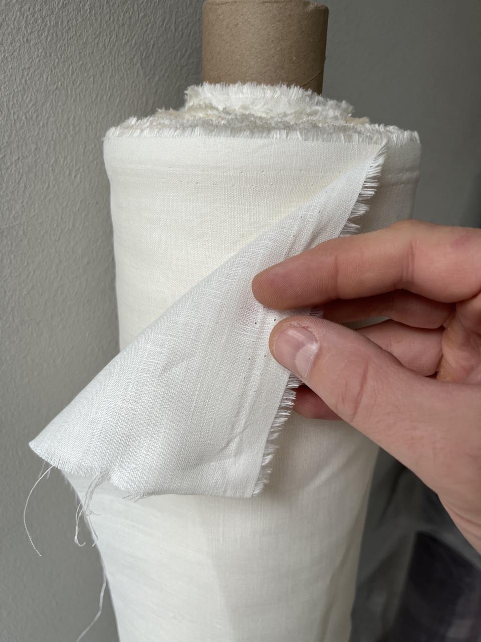 Ткань рубашечная LINEN PLUS льняная 143 см 1403 Молочный - фото 5