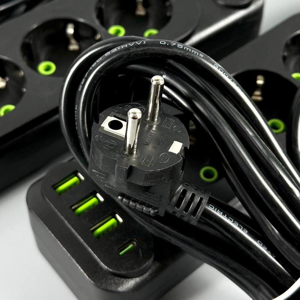 Удлинитель сетевой переноска 2м на 3 розетки з 3USB/Type-C UA Power F43U Черный (F23U 3r-3usb+Type-C-2m) - фото 6 Удлинитель сетевой переноска 2м на 3 розетки з 3USB/Type-C UA Power F43U Черный (F23U 3r-3usb+Type-C-2m) - фото 6