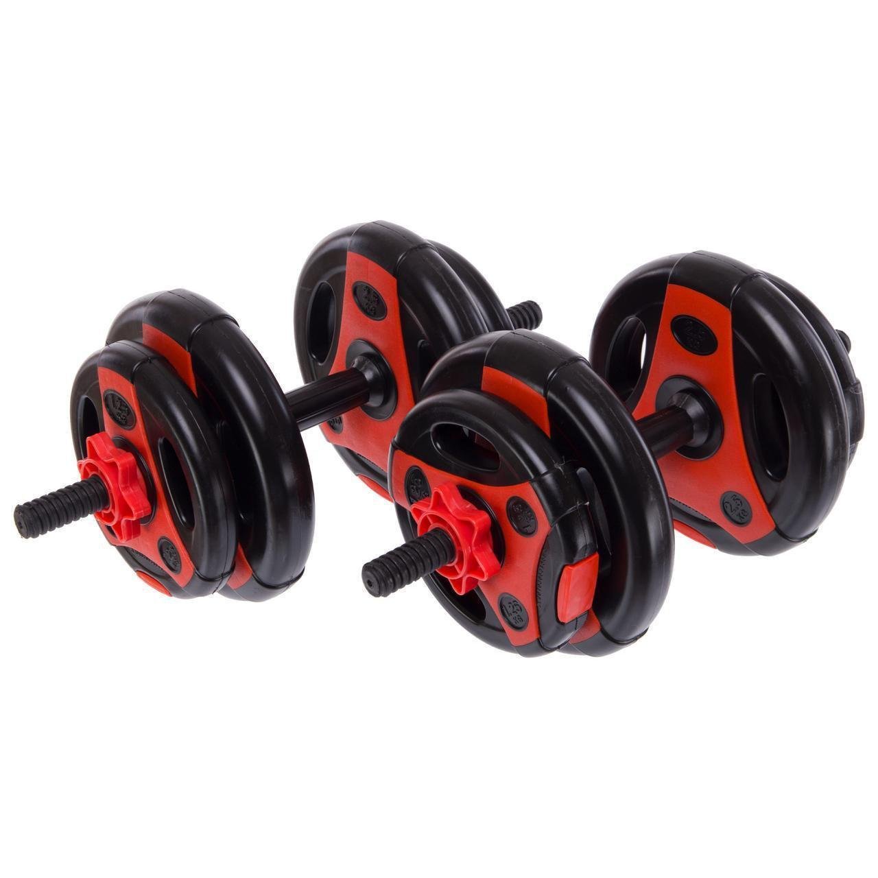 Гантели разборные пластиковые Zelart TA-7793-15 2 шт. по 7,5 кг Черный/Красный