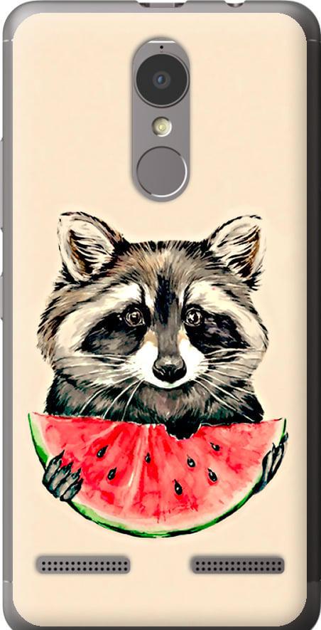 Чехол на Lenovo K6 Енотик с арбузом (4605t-452-42517)