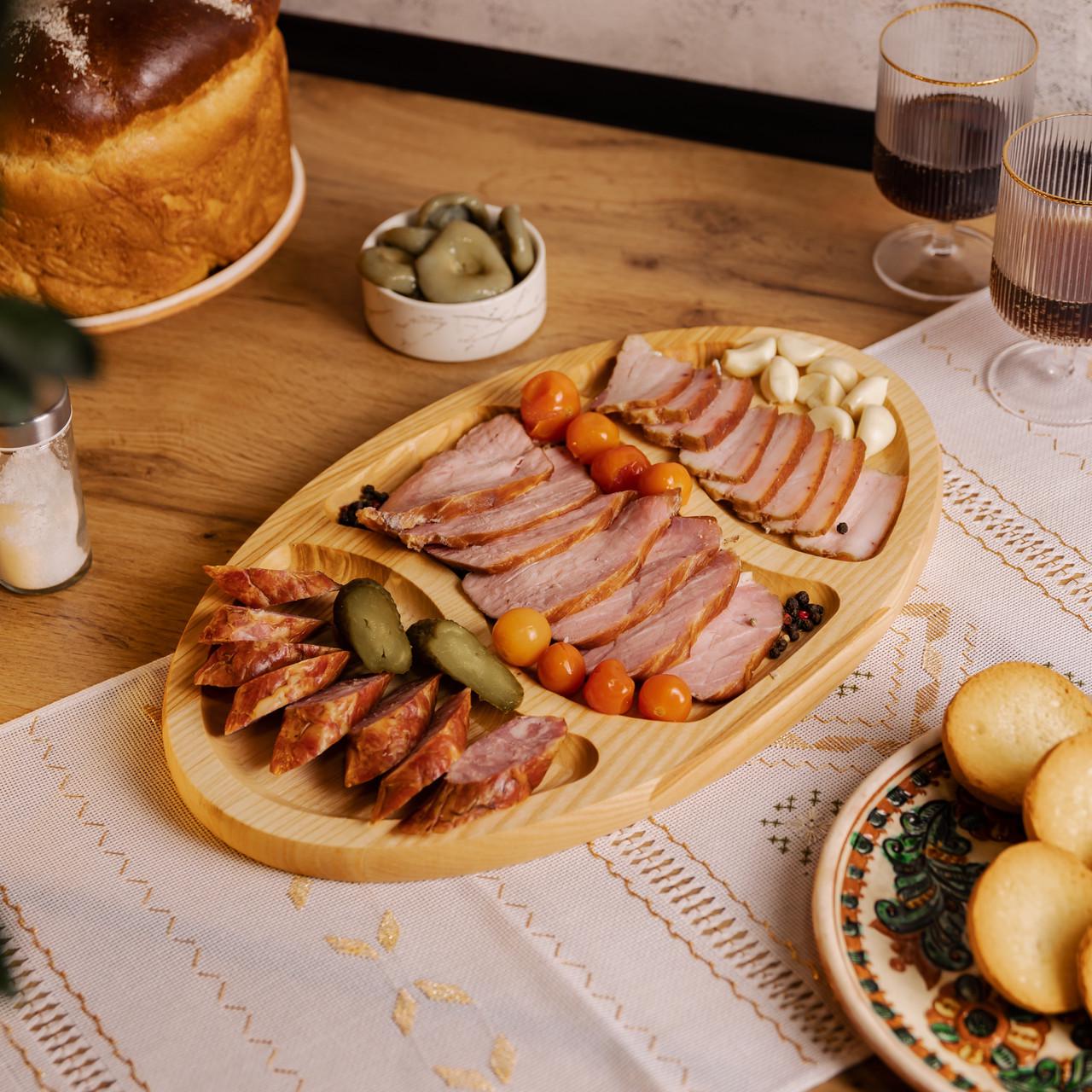 Менажница деревянная овальная на 3 секции ясень 40х25 см - фото 4