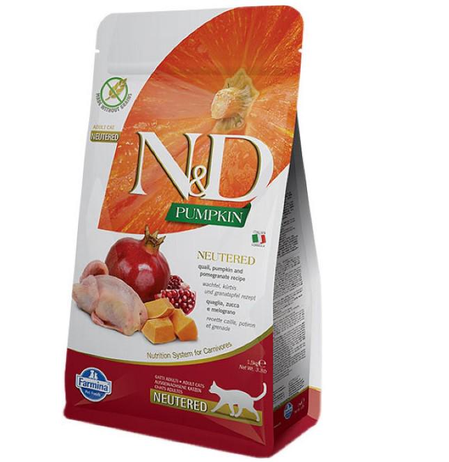 Корм Farmina PUMPKIN QUAIL & POMEGRANATE NEUTERED для стерильнных кошек с перепелом и гарбузом 1,5 кг