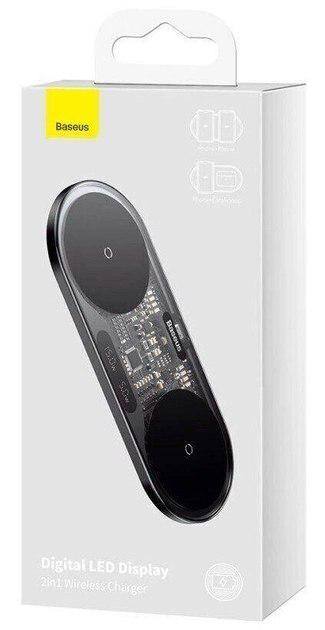 Зарядное устройство беспроводное BASEUS Digital LED Display 2in1 Wireless Charger 20W (WXSX010101) Black - фото 11 Зарядное устройство беспроводное BASEUS Digital LED Display 2in1 Wireless Charger 20W (WXSX010101) Black - фото 11