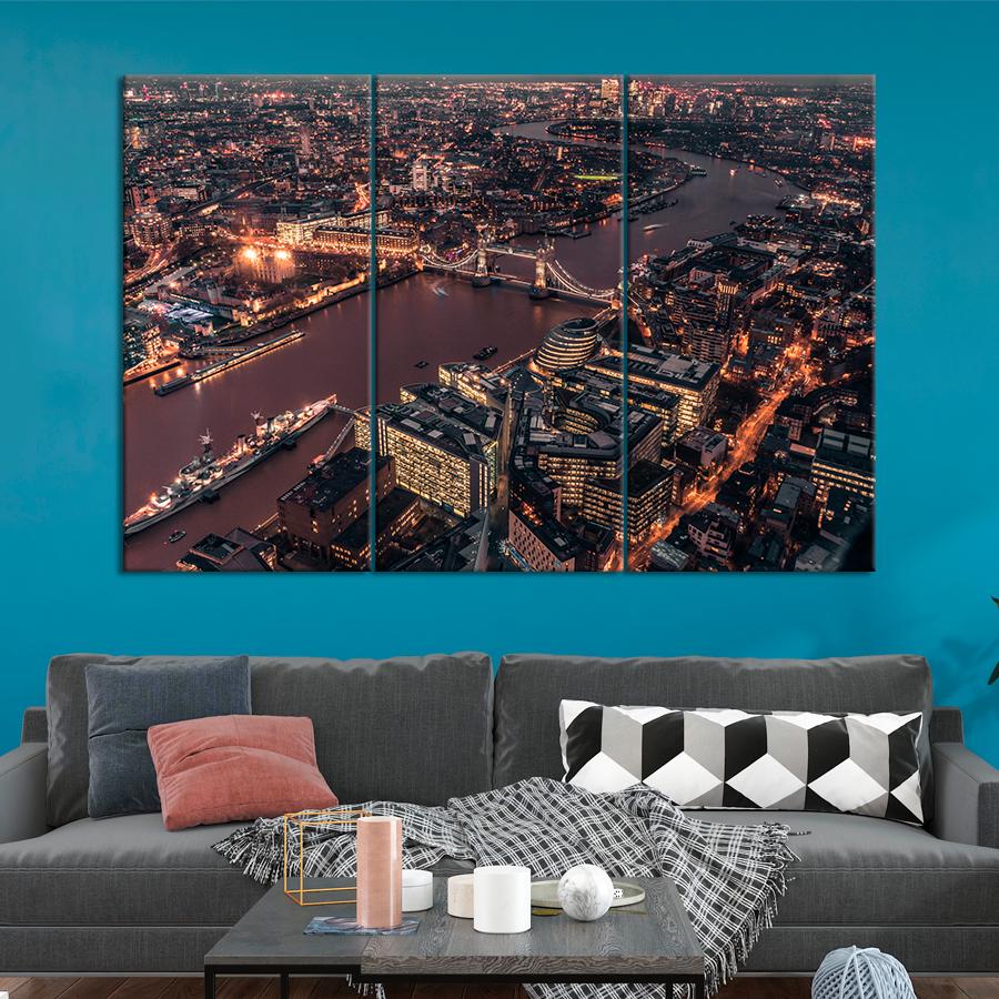 Картина город Огни Лондона 128x81 см (A685-3)