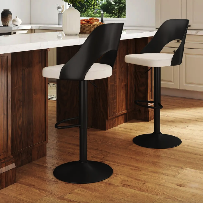 Барный стул Costway Navare 2 шт. экокожа Черно-белый (5033) - фото 2 Барный стул Costway Navare 2 шт. экокожа Черно-белый (5033) - фото 2