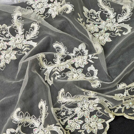 Тканина сітка з вишивкою бісер IDEIA Venezia 1,3 м Молочний (2200004145341)