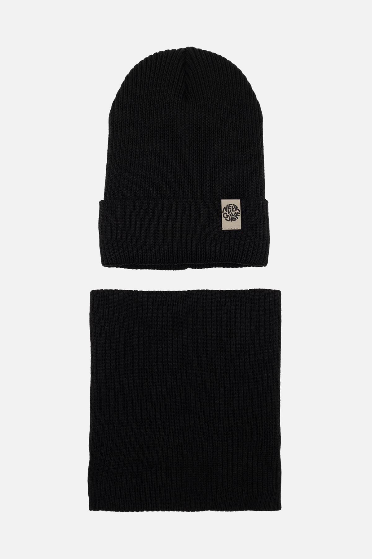 Комплект для мальчика шапка/снуд 50-52 см Черный (ЦБ-00263003)
