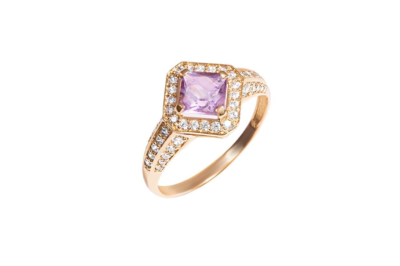 Кольцо с аметистом и фианитами K-0442 р. 20,5 (2673951489)