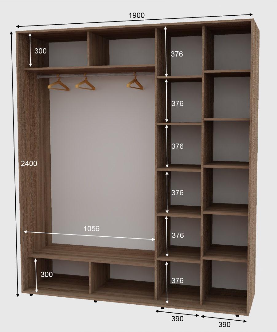 Шафа-купе дводверна Алекса ДСП 190х60х240 см Дуб Сонома/Трюфель - фото 2 Шафа-купе дводверна Алекса ДСП 190х60х240 см Дуб Сонома/Трюфель - фото 2