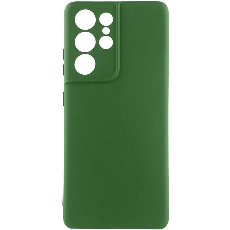 Противоударный чехол TPU GETMAN Liquid Silk Full Camera для Samsung Galaxy S21 Ultra Зеленый / Dark green