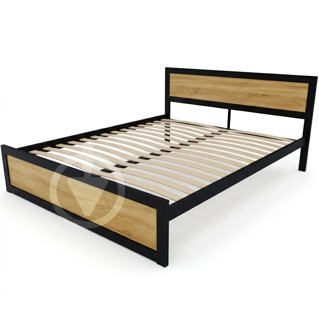 Кровать двуспальная RoMax Loft 160х200 см Дуб сонома/Черный