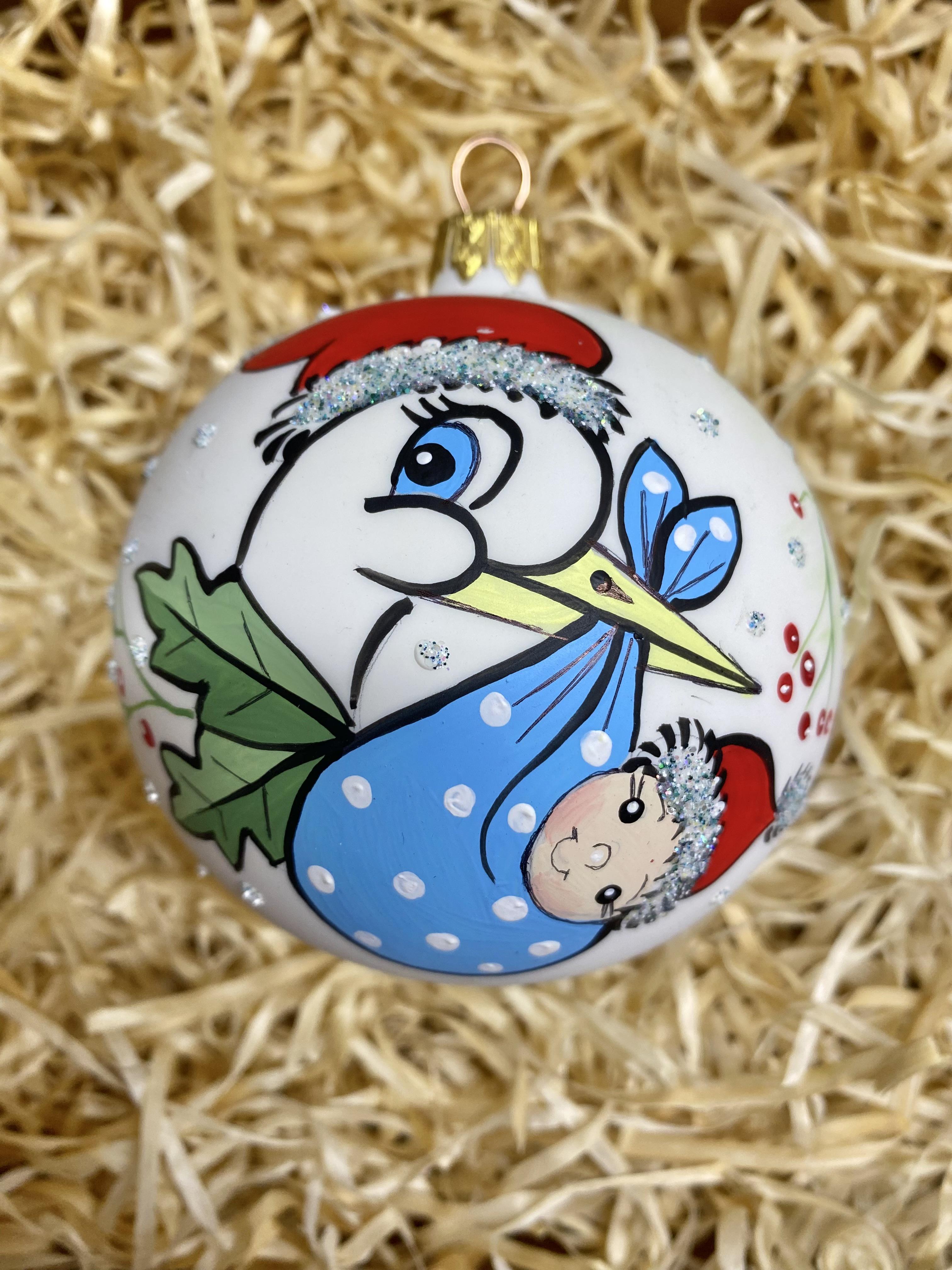 Украшение из стекла на елку Аист 80 мм (D-80-Lg-1)