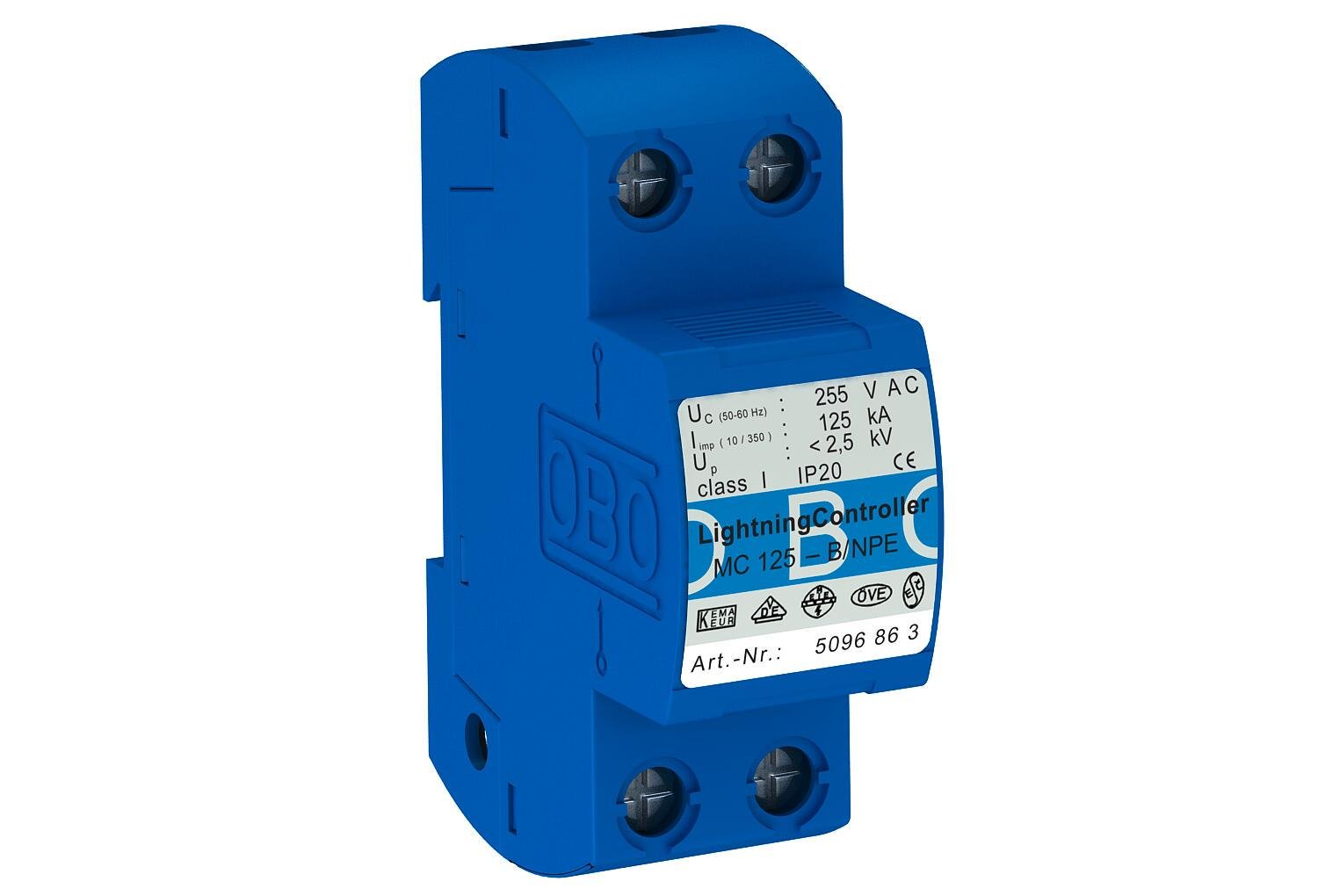 Ограничитель перенапряжения OBO bettermann MC 125-B NPE 1P 125кА 255 В класc 1 B (5096863)
