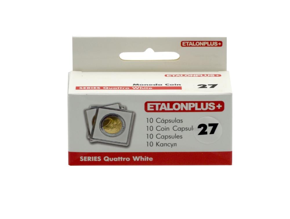 Капсулы квадратные Etalonplus для монет 27 мм 10 шт. 38x38 мм вкладыш Белый (А16653)