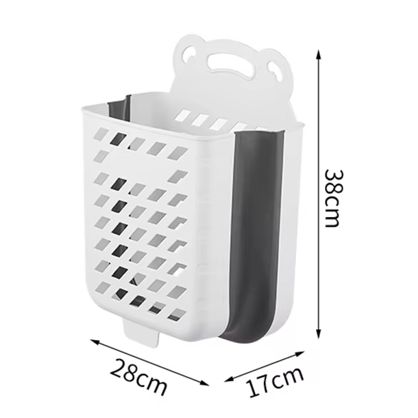Кошик для білизни cкладаний з ручкою пластиковий підвісний 28х17х38 см Білий - фото 5