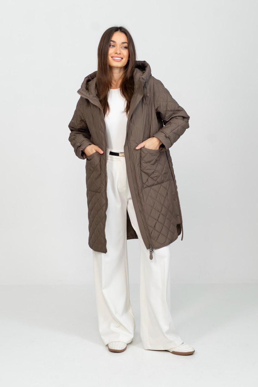 Плащ жіночий демісезонний утеплений oversize р. 52 Шоколадний (33298107)