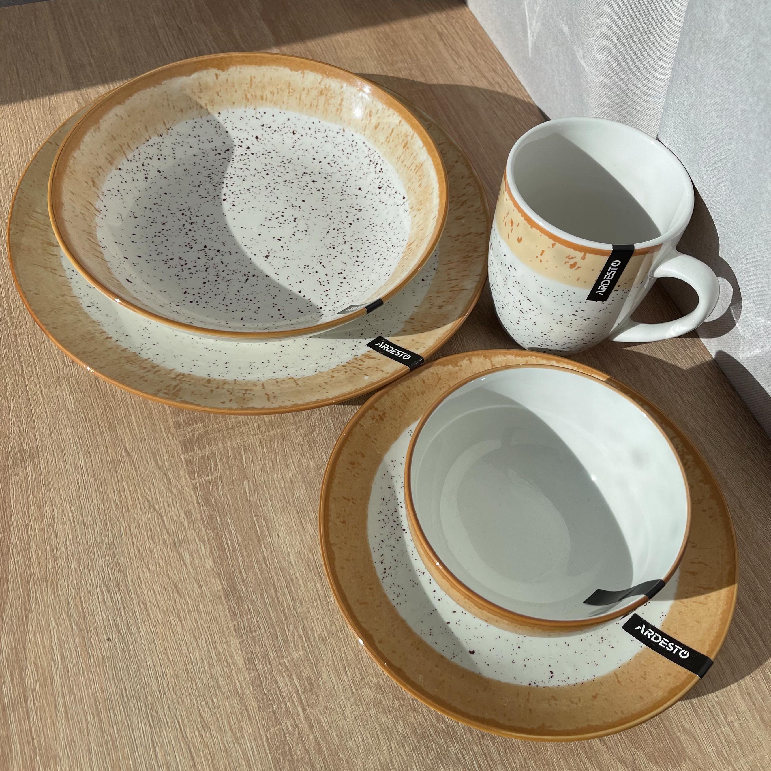 Столовий сервіз Ardesto Siena 5 предметів 1 особа порцеляна Біло-помаранчевий - фото 9