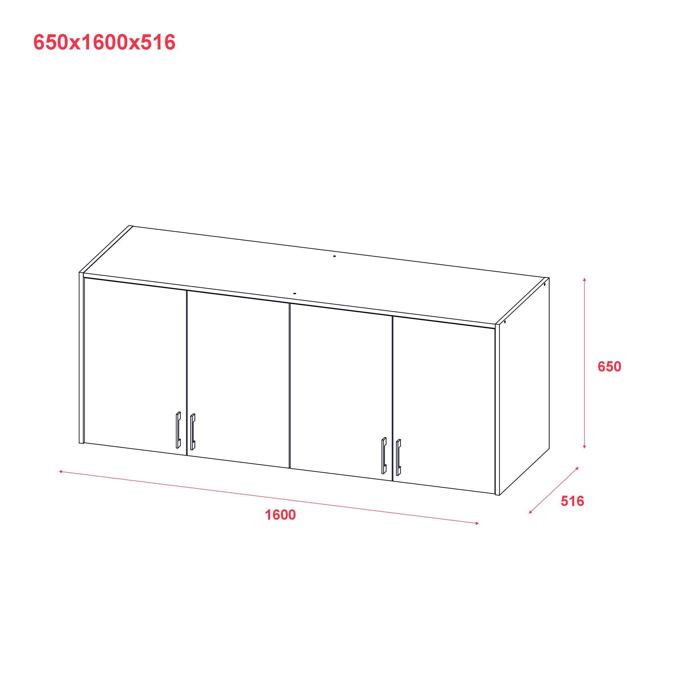Антресоль висока Doros Ронді 4 ДСП 160х52х65 см Дуб Артізан/Графіт (41516184) - фото 7