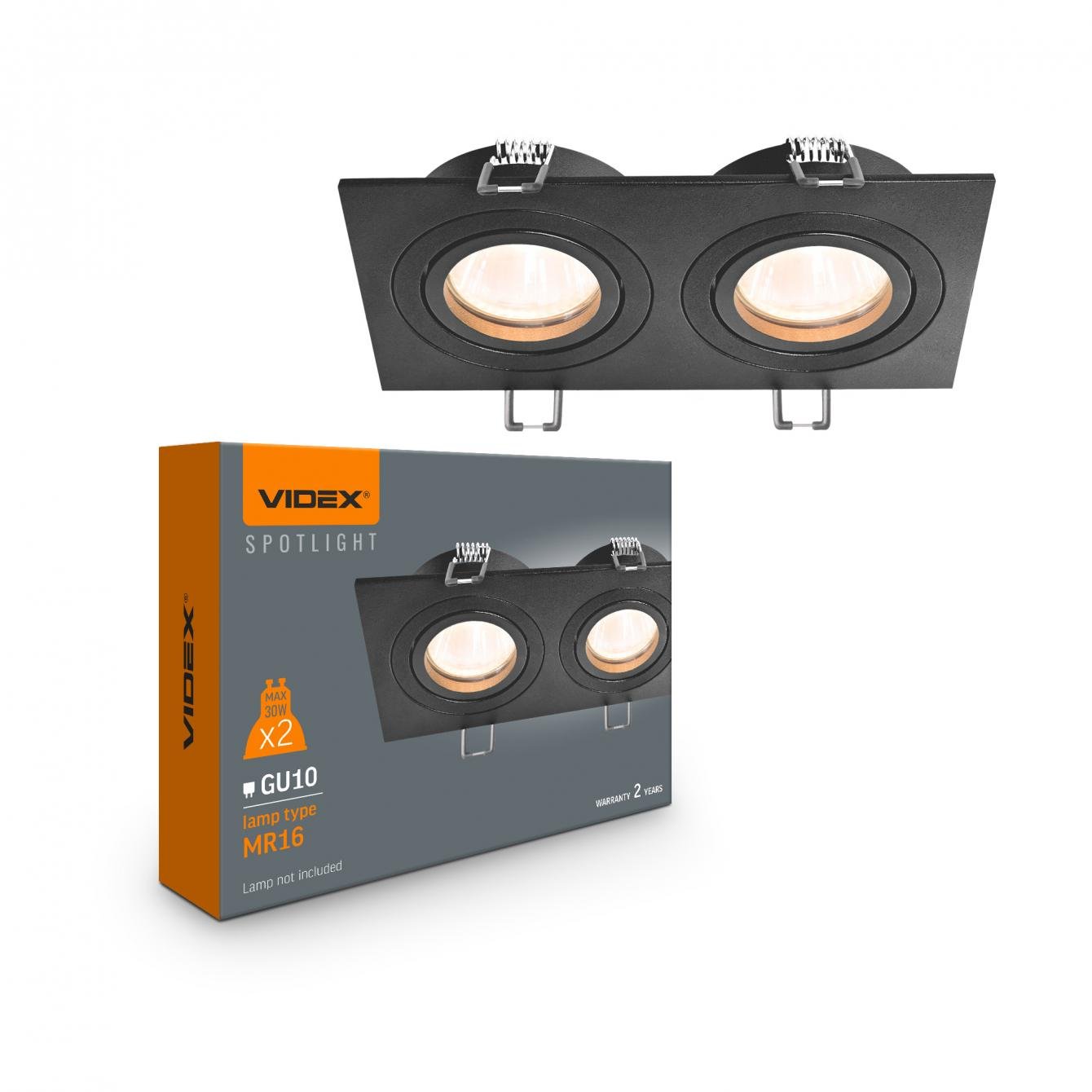 Спот врезной Videx VL-SPF23S-B под лампу 2xGU10 Черный (VL-SPF23S-B)