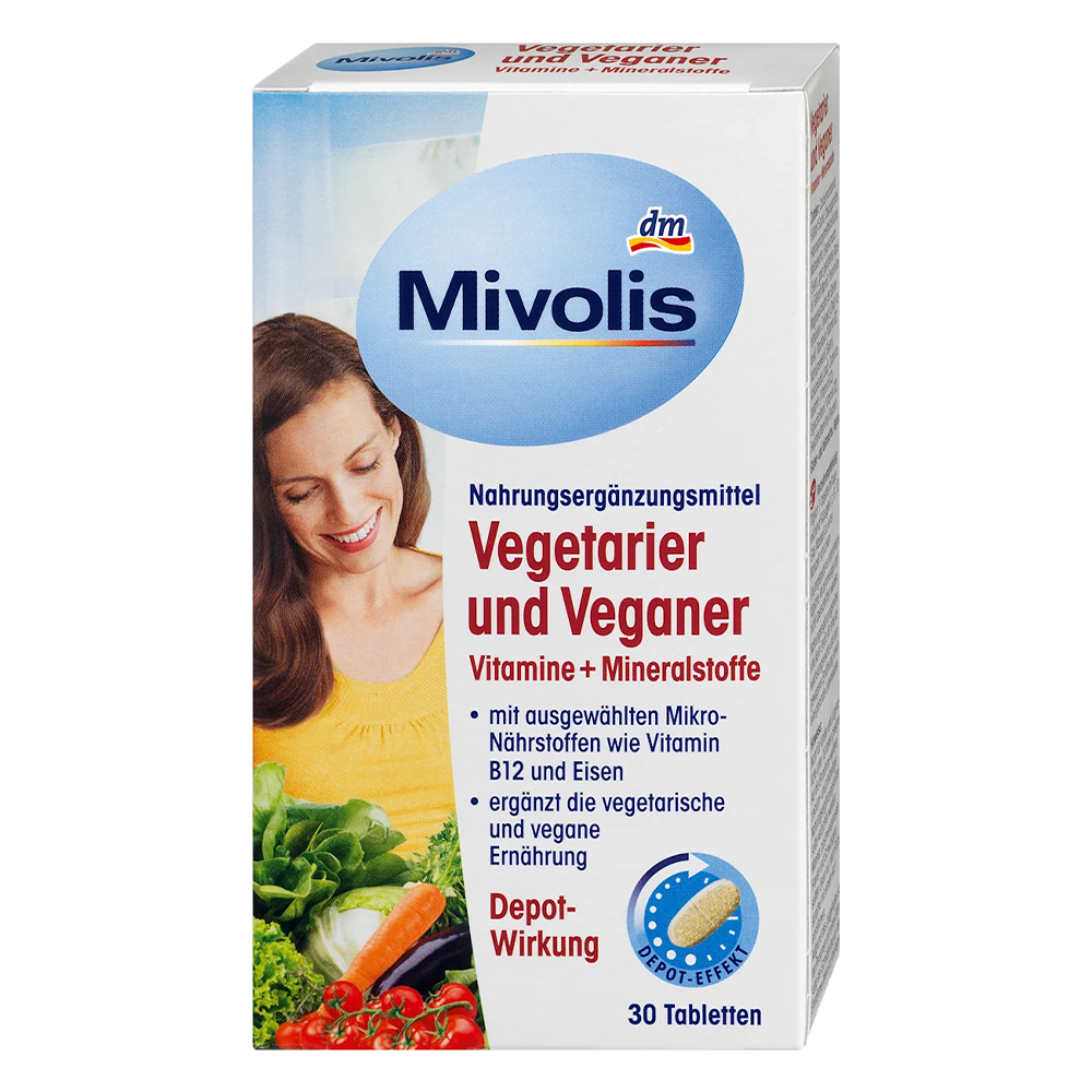 Пищевая добавка DM Mivolis Vegetarier с витаминами и минералами для вегетарианцев 30 шт. (EPI-15102025-1352)