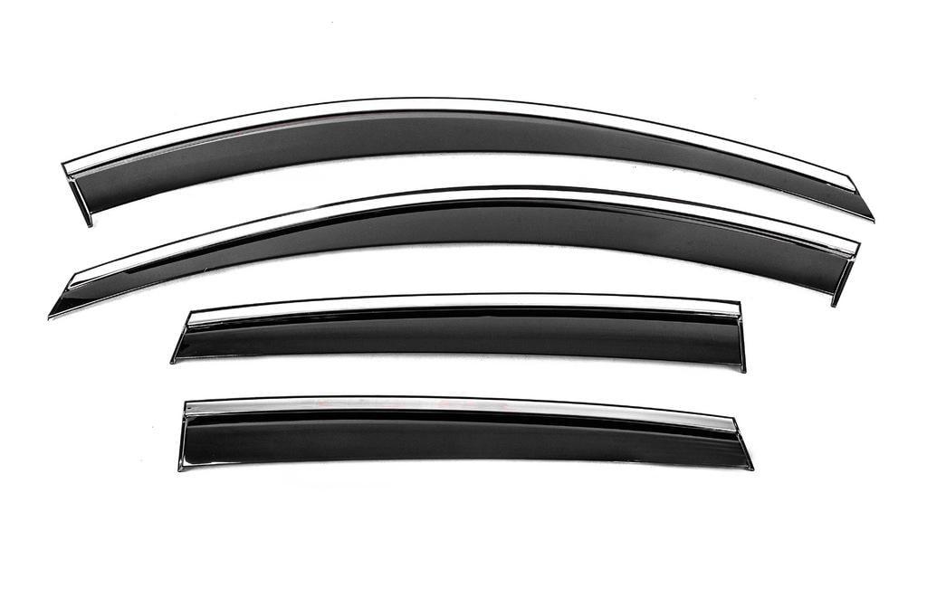 Ветровики с хромом Niken Luxury для Chevrolet Captiva 2006-2019 гг. поликарбонат 4 шт. Черный (129905)