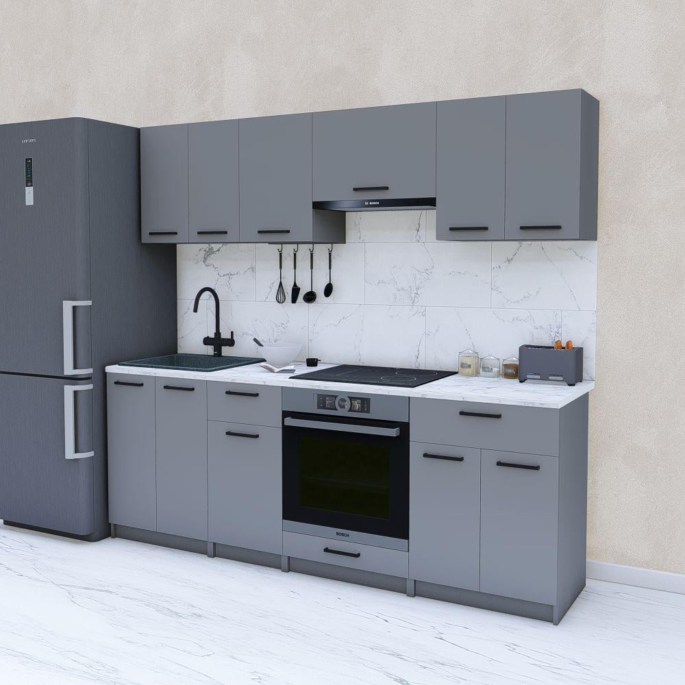 Кухня модульна готова 2,2 м 220 см Антрацит (МП35а) - фото 1 Кухня модульна готова 2,2 м 220 см Антрацит (МП35а) - фото 1