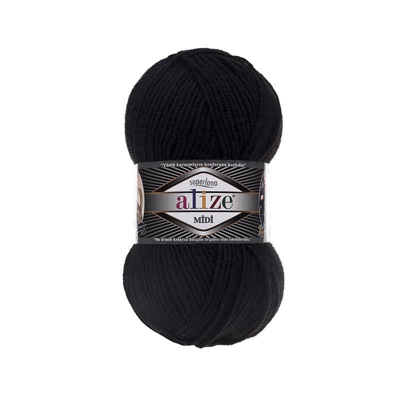 Пряжа Alize Superlana Midi 60 Черный