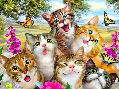 Алмазна мозаїка Кошенята на полотні з підрамником 30х40 см (GB74849)
