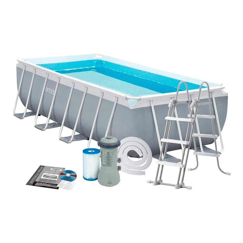 Бассейн прямоугольный каркасный Intex 26788 Prism Frame Pool 6836 л с фильтр-насосом для дома дачи и отдыха 400x200x100 см