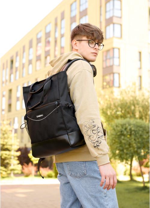 Рюкзак-сумка мужской шопер Sambag с отделением под ноутбук Черный (4290311545)
