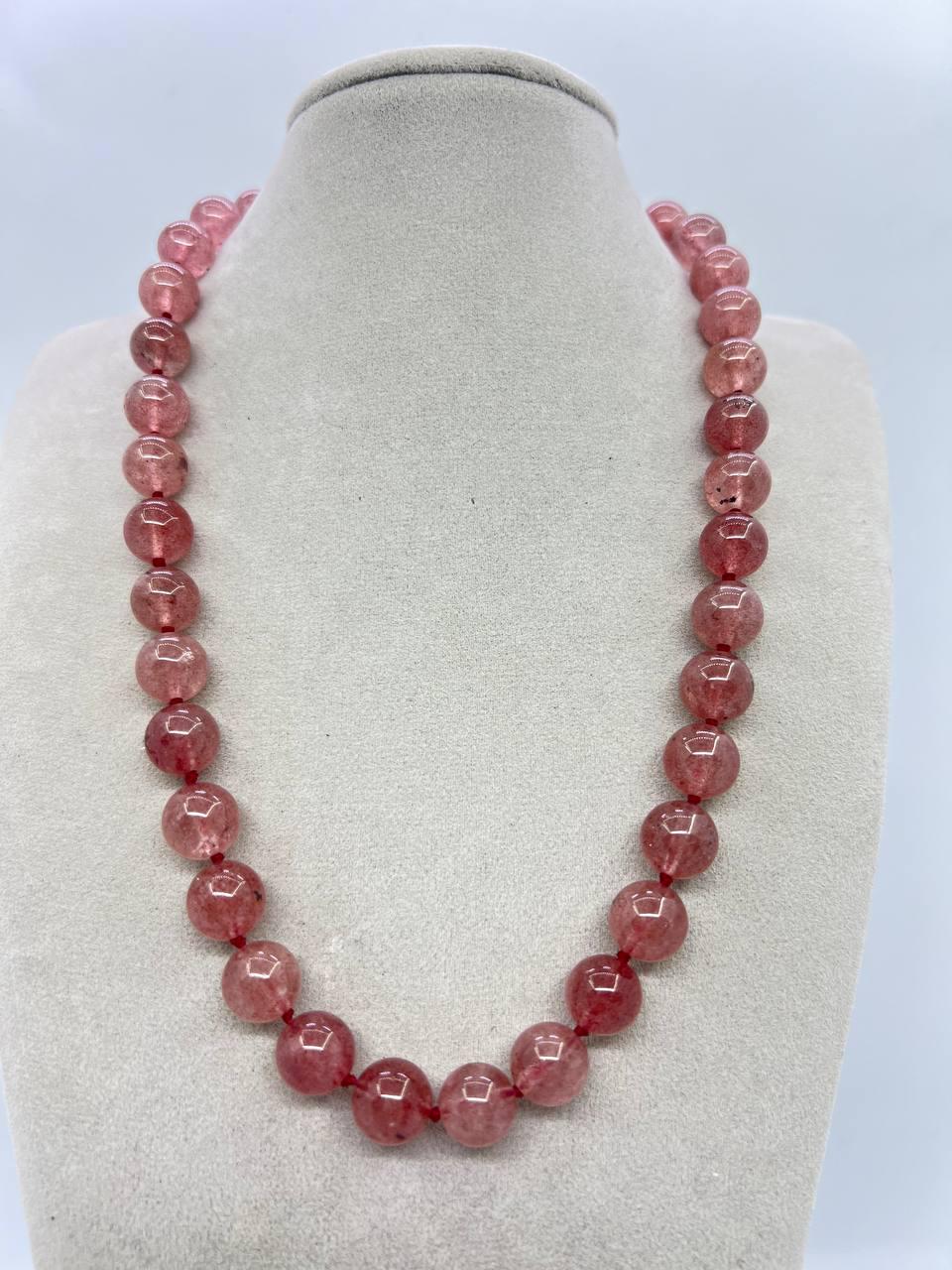 Бусы кварц 10 мм 44 см Розовый (10920)