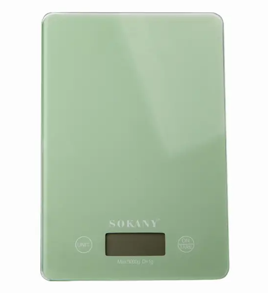 Весы электронные кухонные Sokany SK-19027 с плоской платформой до 5 кг Зеленый (SK-19027GR) Весы электронные кухонные Sokany SK-19027 с плоской платформой до 5 кг Зеленый (SK-19027GR)