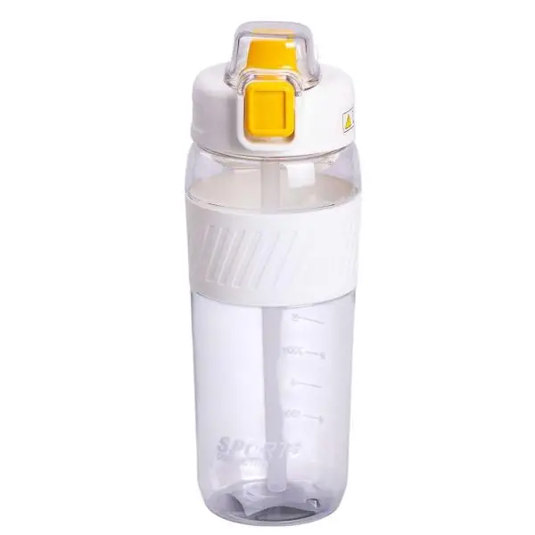 Пляшка для води до школи/для тренувань з трубочкою та ручкою 22 см 600 мл Білий (6763)