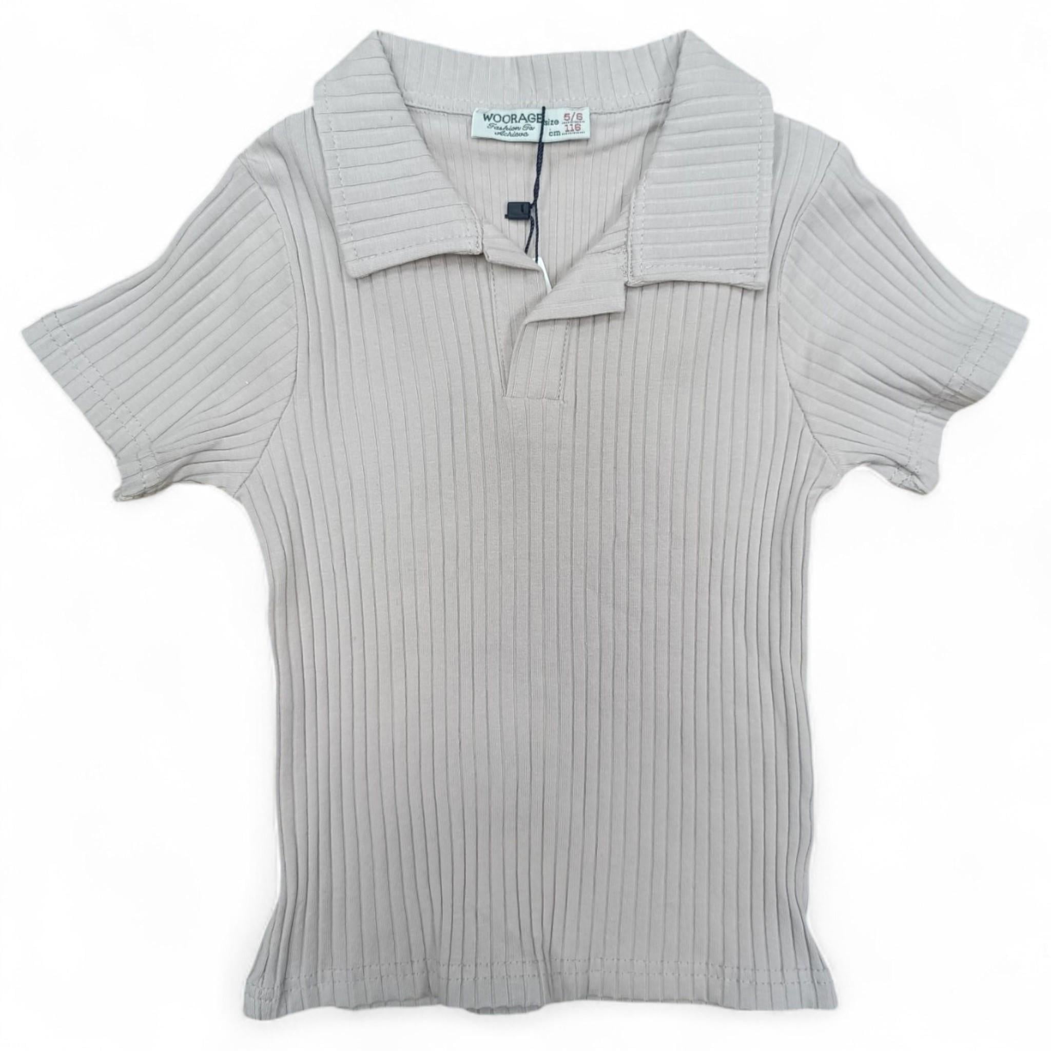 Топ детский для девочки Woorage 5478 с воротником поло и короткими рукавами 128 см Beige (T_5478Beige/128)