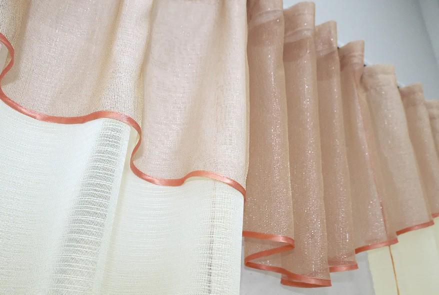 Занавеска на кухню/балкон шифон290х170 см Молочный/Персиковый (00к 59-482) - фото 2 Занавеска на кухню/балкон шифон290х170 см Молочный/Персиковый (00к 59-482) - фото 2