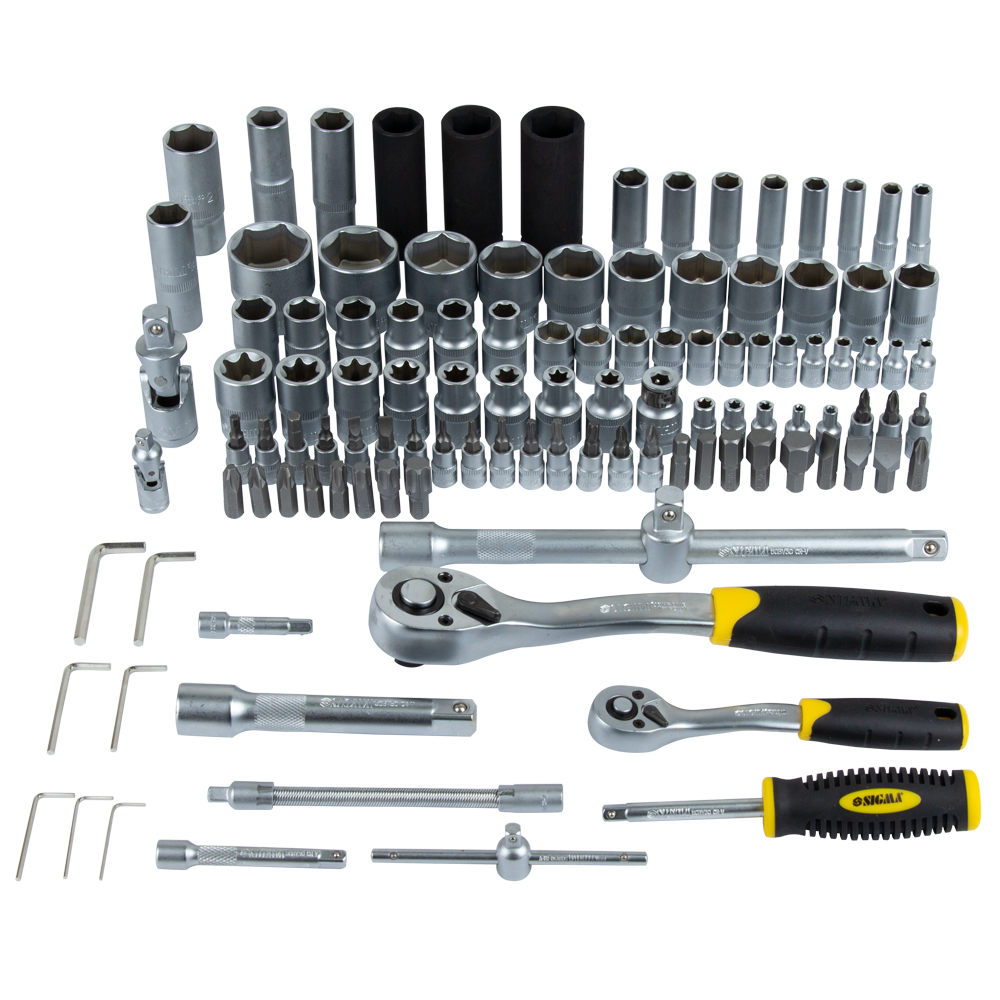 Набор насадок торцевых и бит Sigma CrV 1/4" 1/2" 114 шт. (6003781) - фото 5