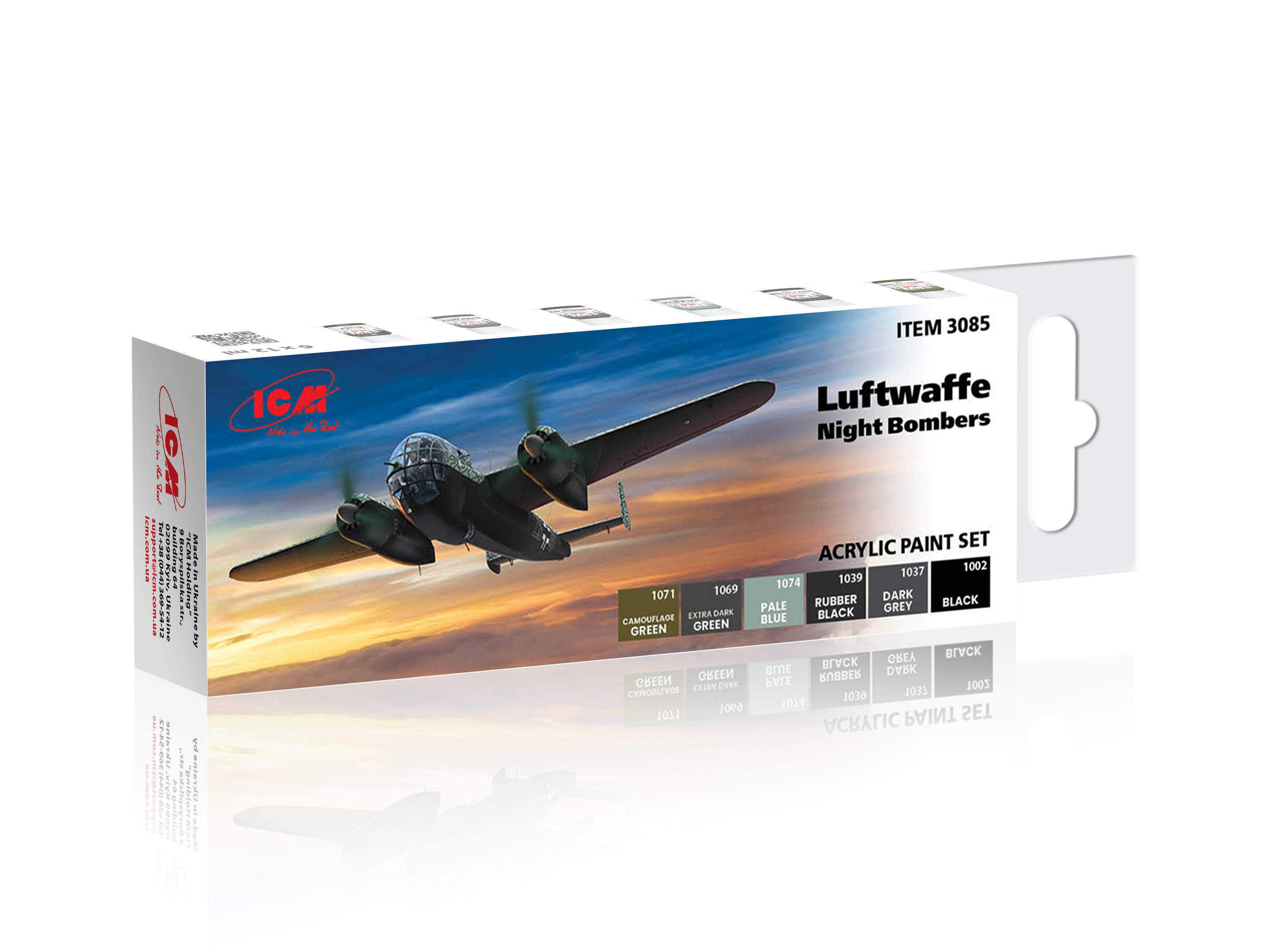 Набор акриловых красок ICM для ночных бомбардировщиков Люфтваффе (3085)