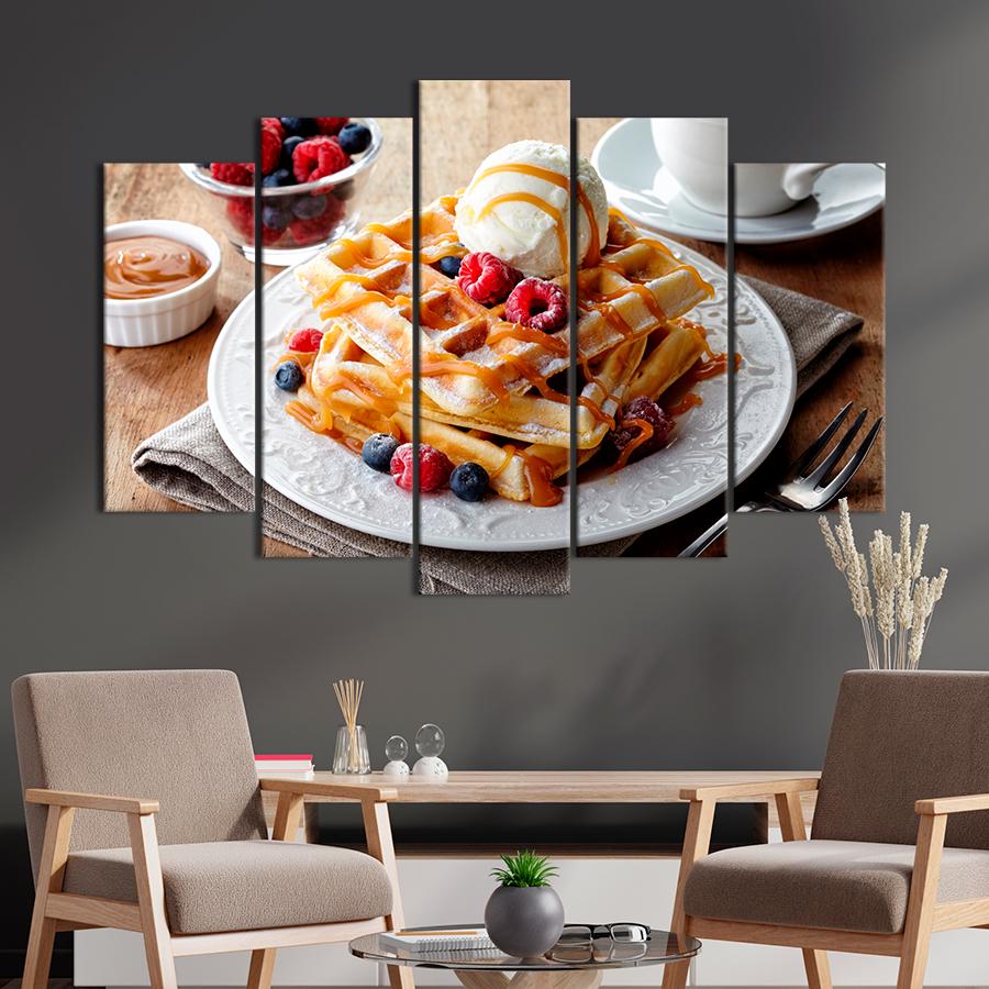 Настенний декор Бельгийские вафли с малиной черникой и мороженым 187x119 см (A549-5)