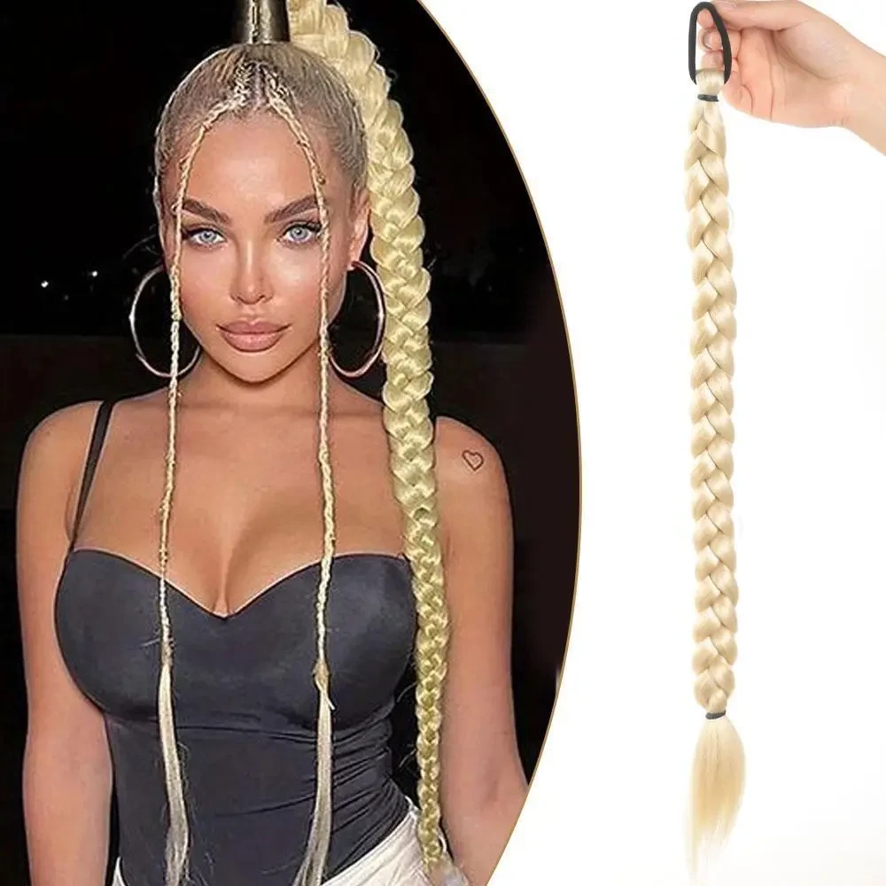 Штучне волосся коса плетений хвіст на гумці 80 см Блонд (29118311) - фото 3