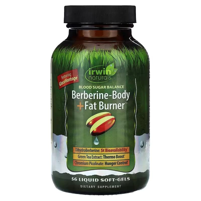 Жиросжигатель Irwin Naturals Berberine-Body+Fat Burner 56 кап. с жидкостью