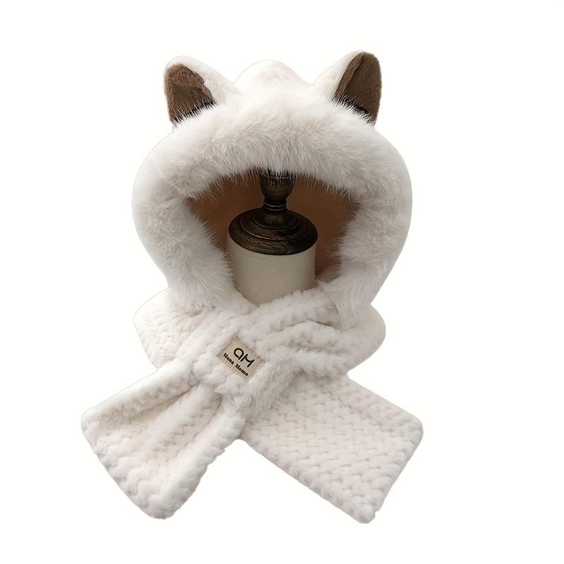 Шапка-капюшон шарф з вушками 2в1 Білий