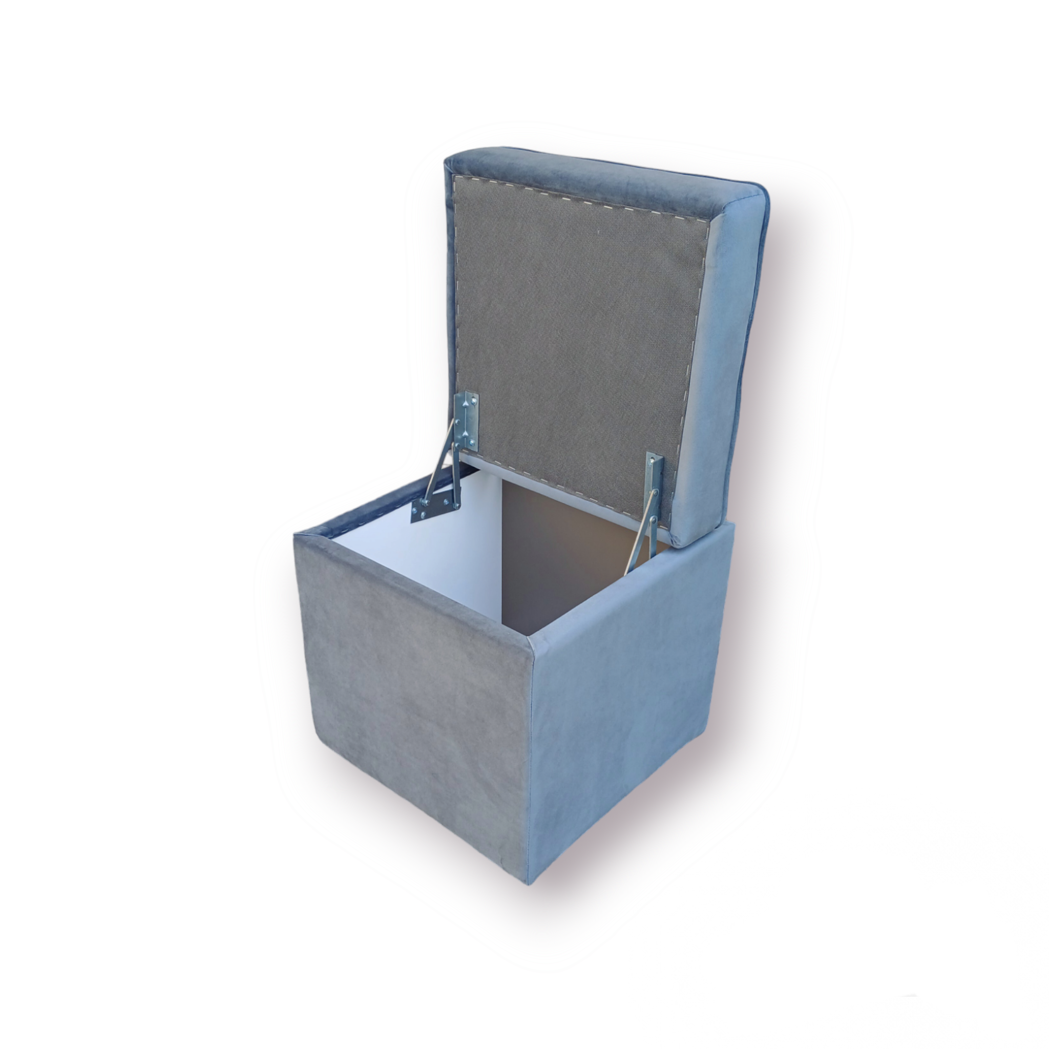 Пуф Люкс с нишей велюр Альмира 40х40х43 см Холодный серый - фото 3