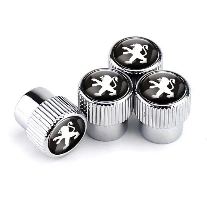 Набір захисних ковпачків на ніпель SUNROZ Caps Peugeot Premium Style Silver Пежо 4 шт. (A-67621)