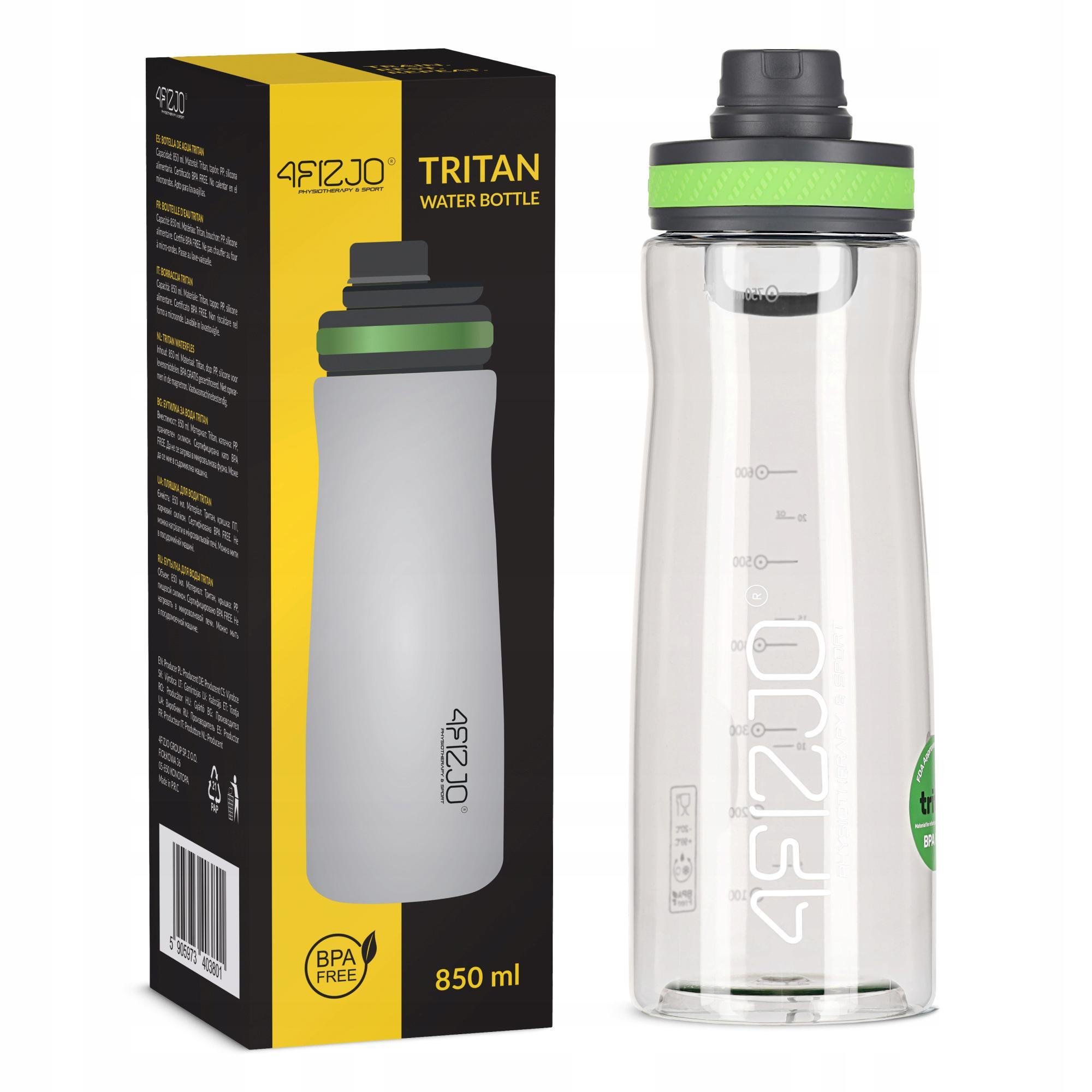 Бутылка для воды спортивная 4fizjo 850 мл Green (P-5905973403801)