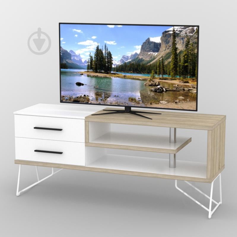 Тумба під телевізор Тиса ТВ-332 Дуб сонмоа Білий