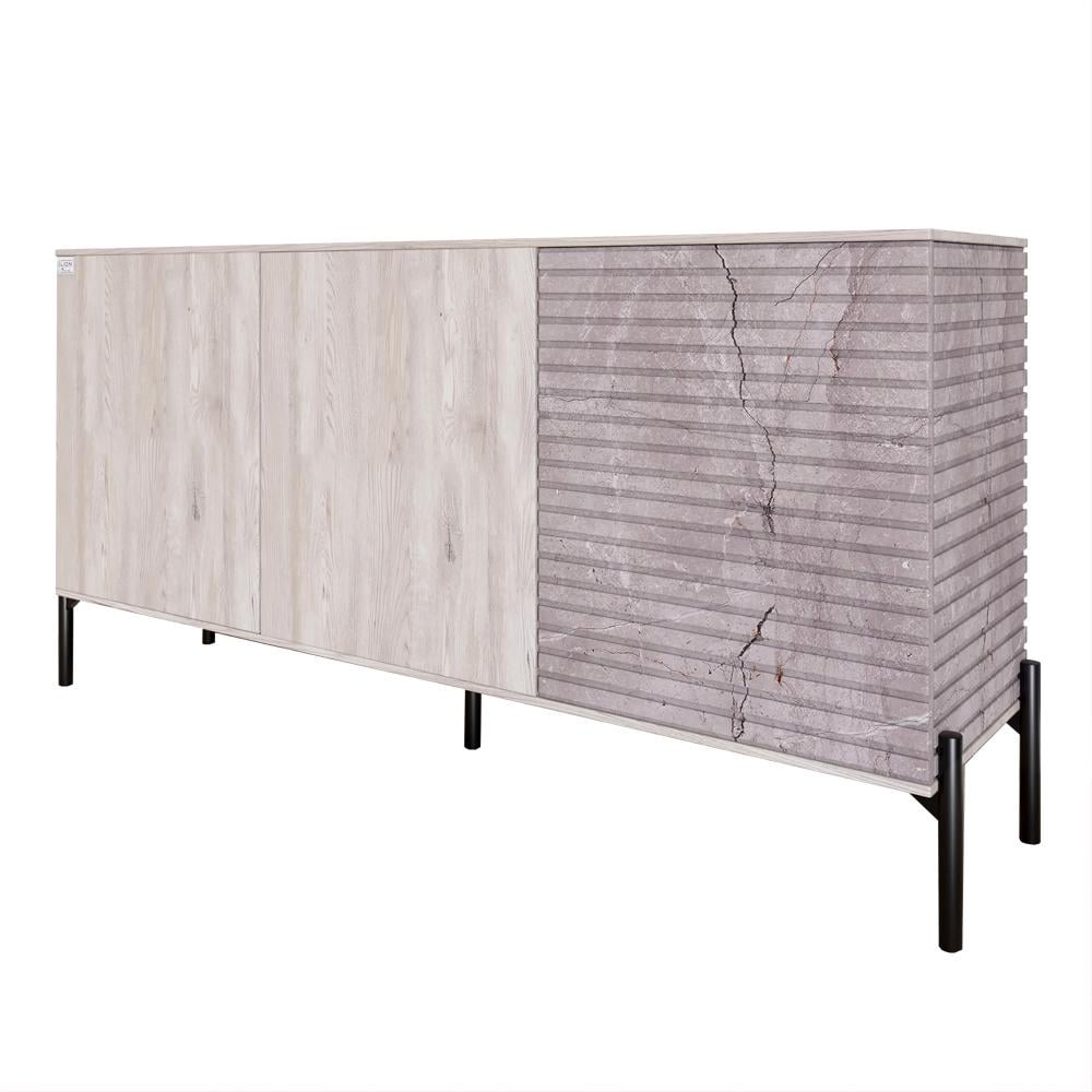 Комод закрытый в гостиную Lion Грей на черных металлических ножках 154x38x76,5 см Самоа Дымчатый/Камень (000-000-2152) - фото 2 Комод закрытый в гостиную Lion Грей на черных металлических ножках 154x38x76,5 см Самоа Дымчатый/Камень (000-000-2152) - фото 2