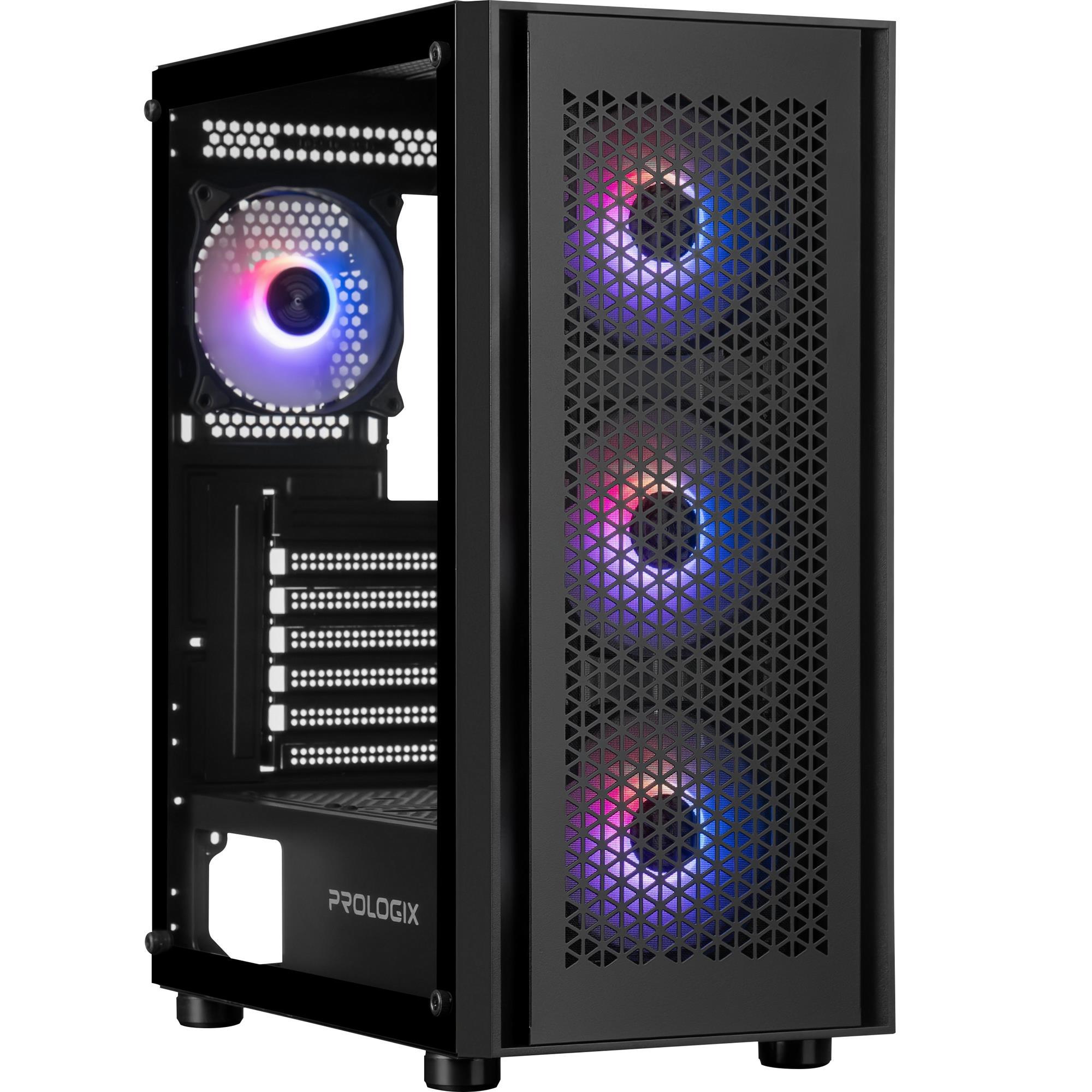 Корпус для ПК PrologiX Glower GM-07RBA Midi-Tower no PSU ATX/MicroATX/Mini-ITX ARGB Black (35386512)