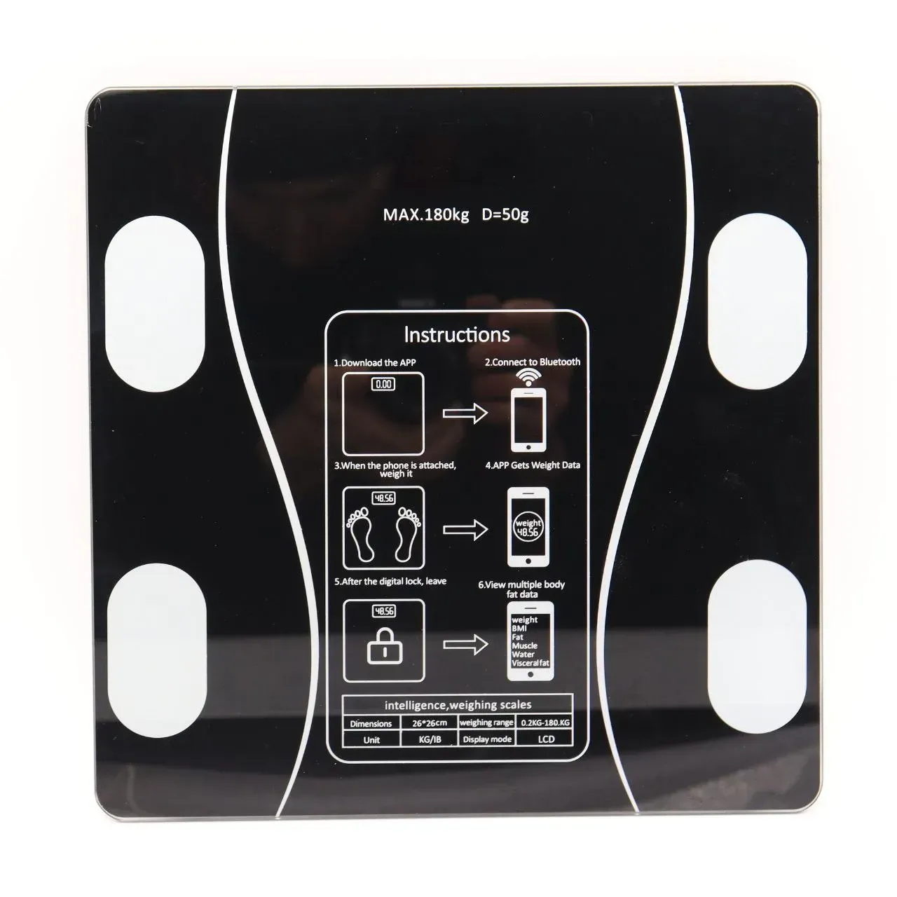 Ваги до 180 кг з Bluetooth Чорний (25645370) - фото 8 Ваги до 180 кг з Bluetooth Чорний (25645370) - фото 8